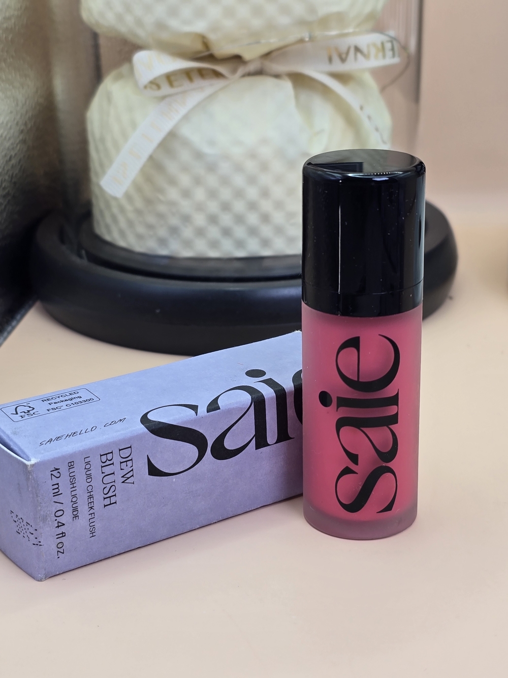 Saie Dew Blush Liquid Cheek Tint — Warm Pink